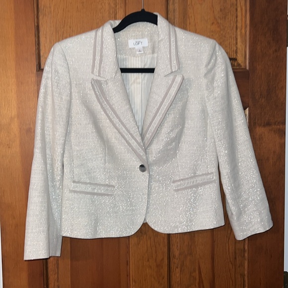 Ann Taylor LOFT Metallic Blazer Jacket, EUC Size 4 - Picture 2 of 7